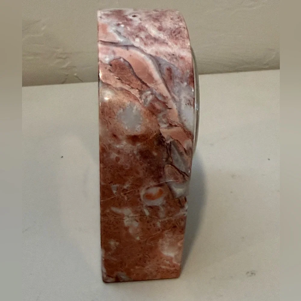 Vintage PINK GENUINE MARBLE STONE DESK TOP/TABLE CLOCK Steiger‎ Quartz Germany